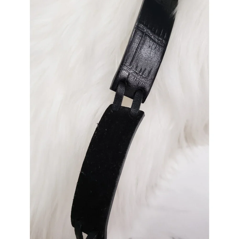 Brighton Belt XL 36 Leather Snakeskin Calf Hair Leather‎ Black Rope Simple WOmen